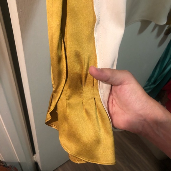 Elie Tahari Ivory Gold Silk Blouse Top - Picture 5 of 6